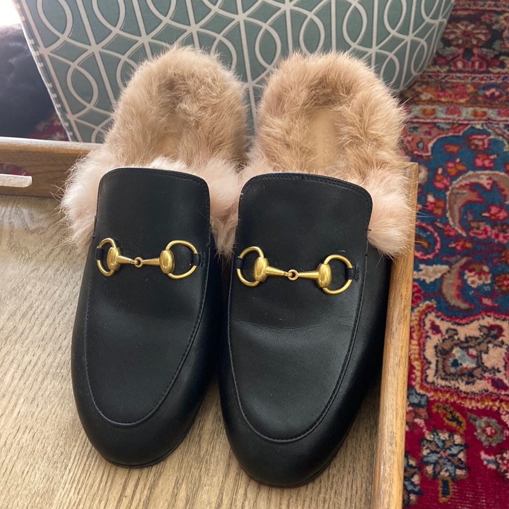 Gucci Fur Princeton Slides
